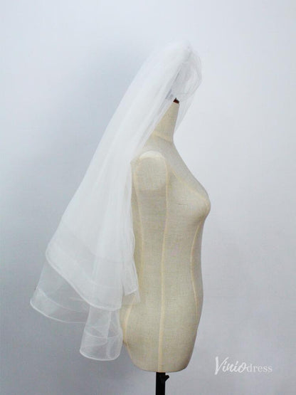 Short Tulle Bridal Veil Blusher Veils Viniodress AC1302-Bridal Veil 2025 -Viniodress-Ivory-