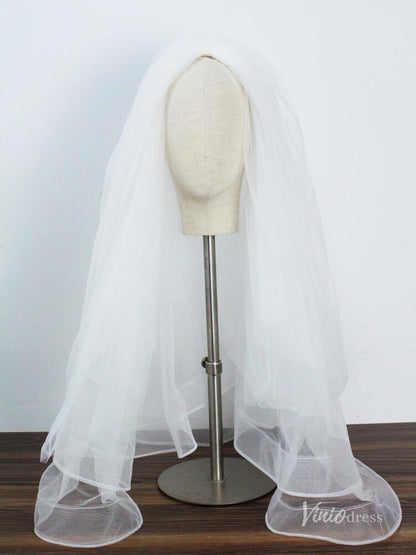 Short Tulle Bridal Veil Blusher Veils Viniodress AC1302-Bridal Veil 2025 -Viniodress-Ivory-