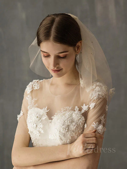 Shoulder Length Champagne Bridal Veils-Bridal Veil 2025 -Viniodress-Champagne-