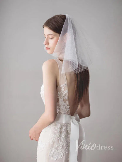 Shoulder Length Ivory Wedding Veils Viniodress ACC1048-Bridal Veil 2025 -Viniodress-Ivory-