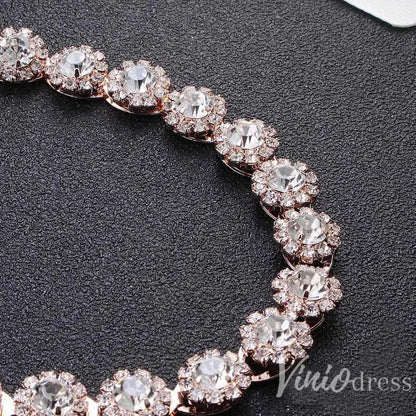 Silver Crystal Bridal Sashes Viniodress ACC1151-Sashes & Belts 2025 -Viniodress-Rose Gold-