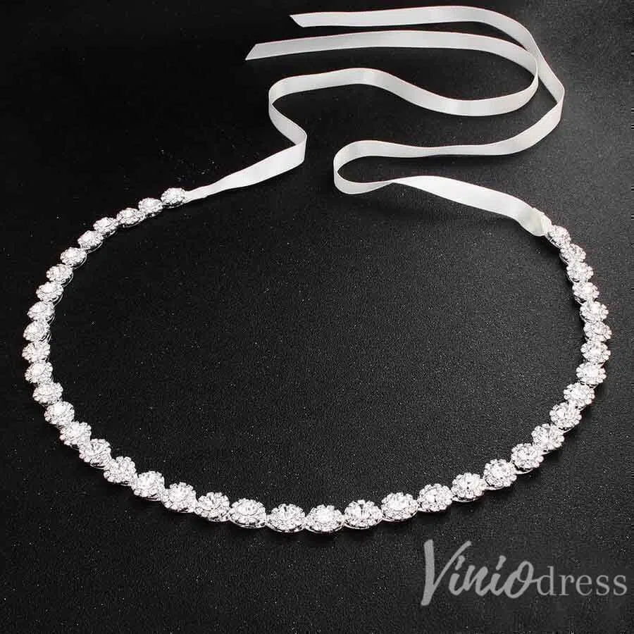 Silver Crystal Bridal Sashes Viniodress ACC1151-Sashes & Belts 2025 -Viniodress-Rose Gold-
