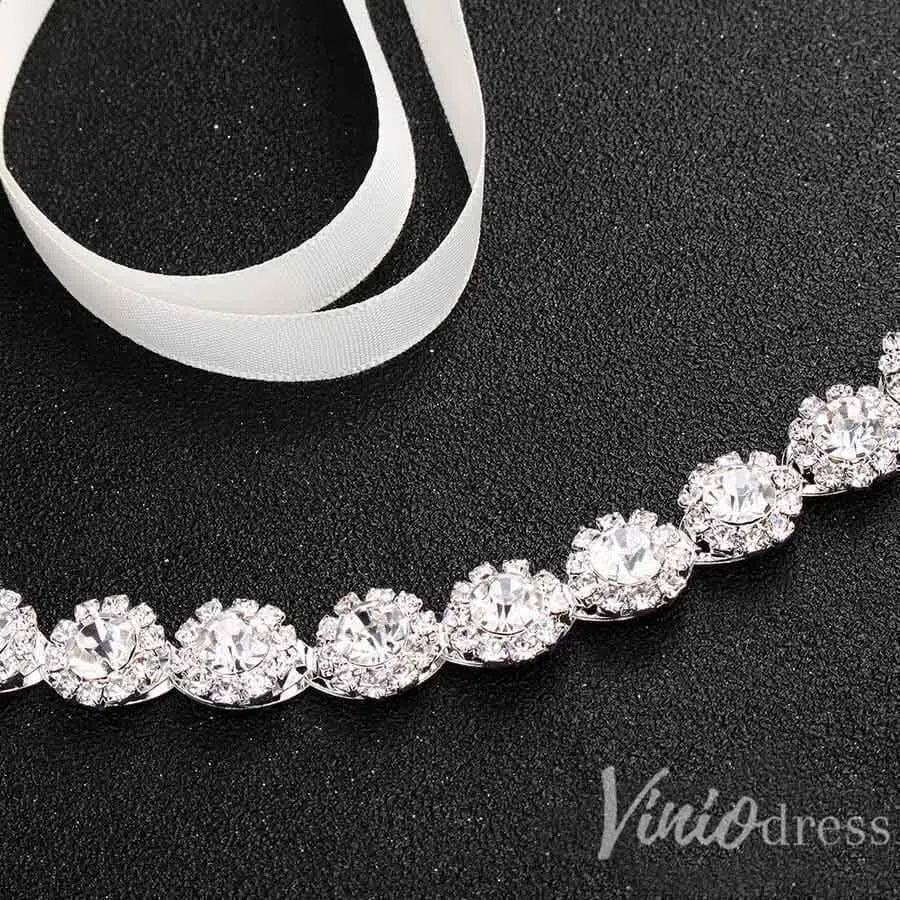 Silver Crystal Bridal Sashes Viniodress ACC1151-Sashes & Belts 2025 -Viniodress-Rose Gold-