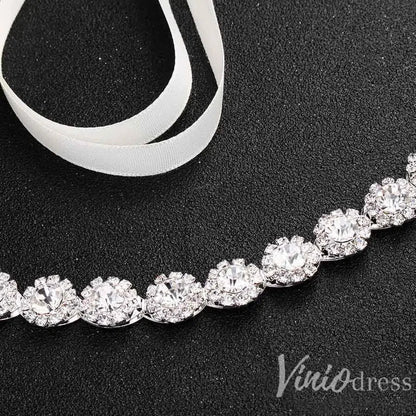 Silver Crystal Bridal Sashes Viniodress ACC1151-Sashes & Belts 2025 -Viniodress-Rose Gold-