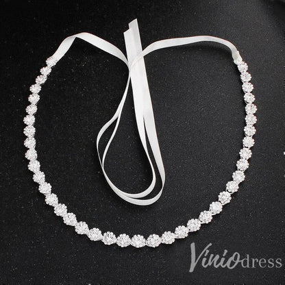Silver Crystal Bridal Sashes Viniodress ACC1151-Sashes & Belts 2025 -Viniodress-Silver-