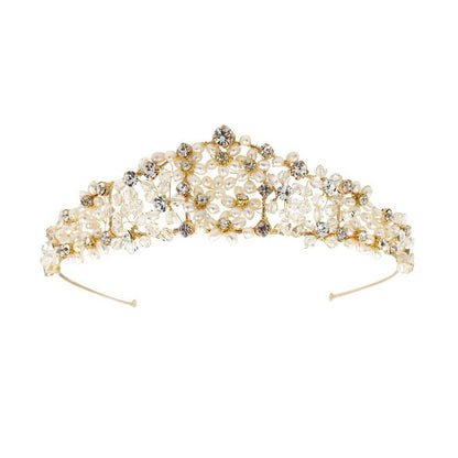 Silver Crystal Pearls Wedding Tiara AC1115-Headpieces 2025 -Viniodress-Gold-