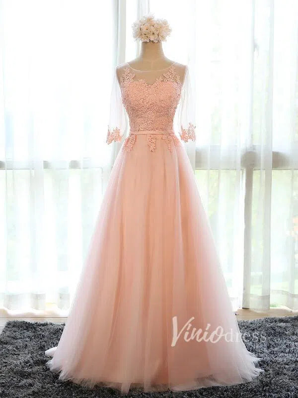 Silver Grey Mother of the Bride Dresses with Sleeves FD1326-formal dresses 2025 -Viniodress-Blush Pink-Custom Size-