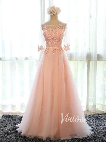 Silver Grey Mother of the Bride Dresses with Sleeves FD1326-formal dresses 2025 -Viniodress-Blush Pink-Custom Size-