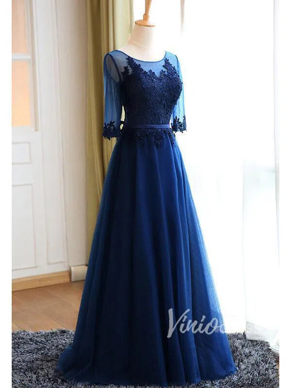 Silver Grey Mother of the Bride Dresses with Sleeves FD1326-formal dresses 2025 -Viniodress-Silver-Custom Size-