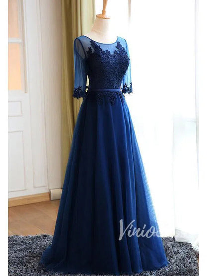 Silver Grey Mother of the Bride Dresses with Sleeves FD1326-formal dresses 2025 -Viniodress-Silver-Custom Size-