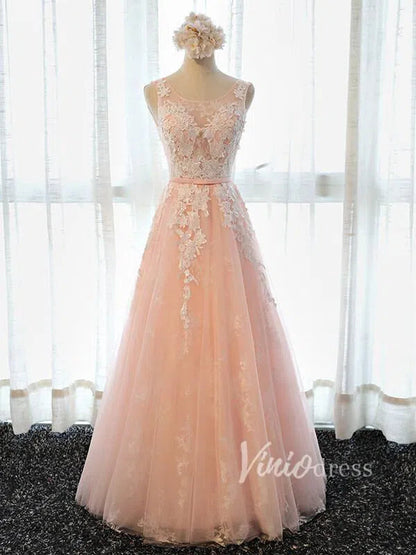 Silver Sleeveless Lace Bridesmaid Dresses FD1330-formal dresses 2025 -Viniodress-Silver-Custom Size-