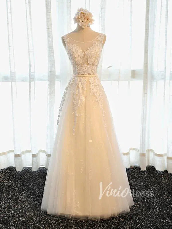 Silver Sleeveless Lace Bridesmaid Dresses FD1330-formal dresses-Viniodress-Viniodress