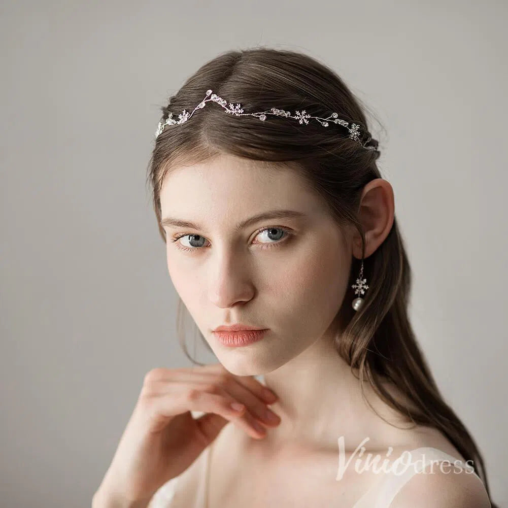 Silver Snow Crystals Headband Viniodress ACC1101-Headpieces-Viniodress-Silver-Viniodress