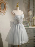 Silver Tulle Homecoming Dresses A-line Short Graduation Dress SD1463-Dresses-Viniodress-Viniodress