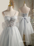 Silver Tulle Homecoming Dresses A-line Short Graduation Dress SD1463-Dresses-Viniodress-Silver-Custom Size-Viniodress