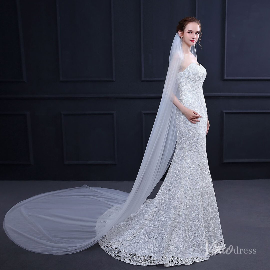 Simple 2 Tier Tulle Cathedral Veil Viniodress TS18015-Bridal Veil 2025 -Viniodress-Ivory-