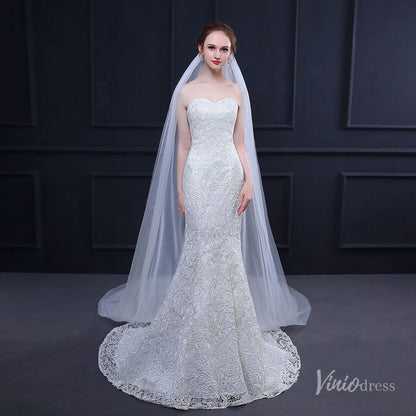 Simple 2 Tier Tulle Cathedral Veil Viniodress TS18015-Bridal Veil 2025 -Viniodress-Ivory-