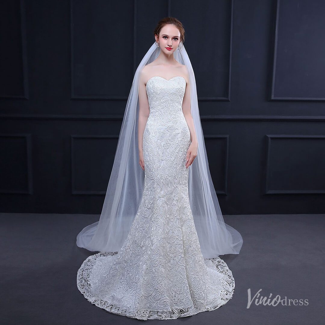 Simple 2 Tier Tulle Cathedral Veil Viniodress TS18015-Veils-Viniodress-Viniodress