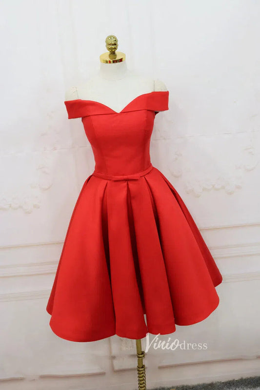 Simple A-line Hoco Dress Cute Graduation Dress SD1142-Homecoming Dresses 2025 -Viniodress-Red-Custom Size-