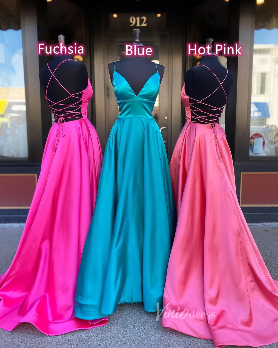 Prom Dress 2025 Simple A-line Satin Prom Dresses with Pockets Formal Evening Dress FD1359B-unique prom dresses-Fuchsia-Custom Size-Viniodress