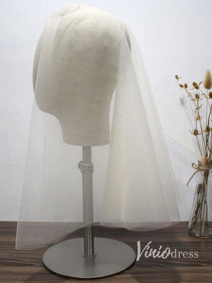 Simple Champagne Short Wedding Veils Blusher Veil ACC1083-Bridal Veil 2025 -Viniodress-Champagne-