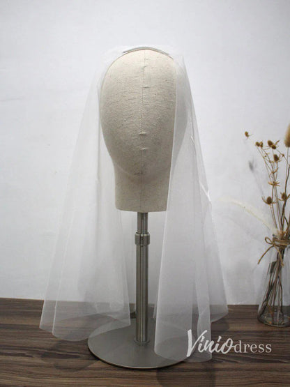 Simple Champagne Short Wedding Veils Blusher Veil ACC1083-Bridal Veil 2025 -Viniodress-Ivory-