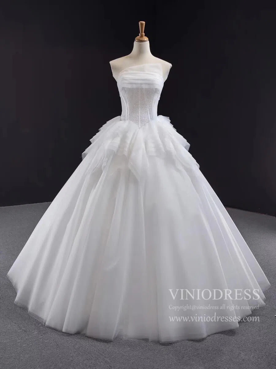 Simple Classy Strapless Ball Gown Wedding Dresses VW1519-wedding dresses-Viniodress-Viniodress