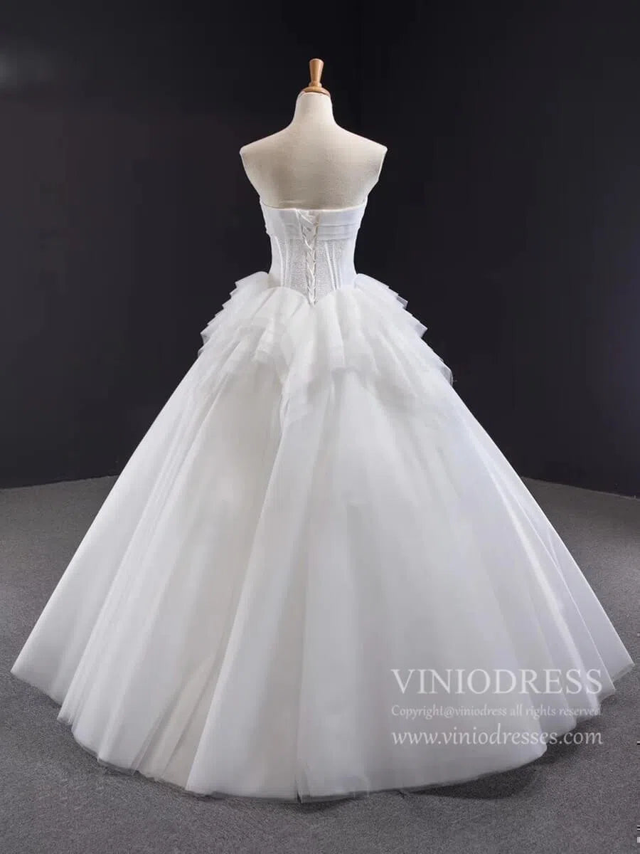 Simple Classy Strapless Ball Gown Wedding Dresses VW1519-wedding dresses-Viniodress-Viniodress