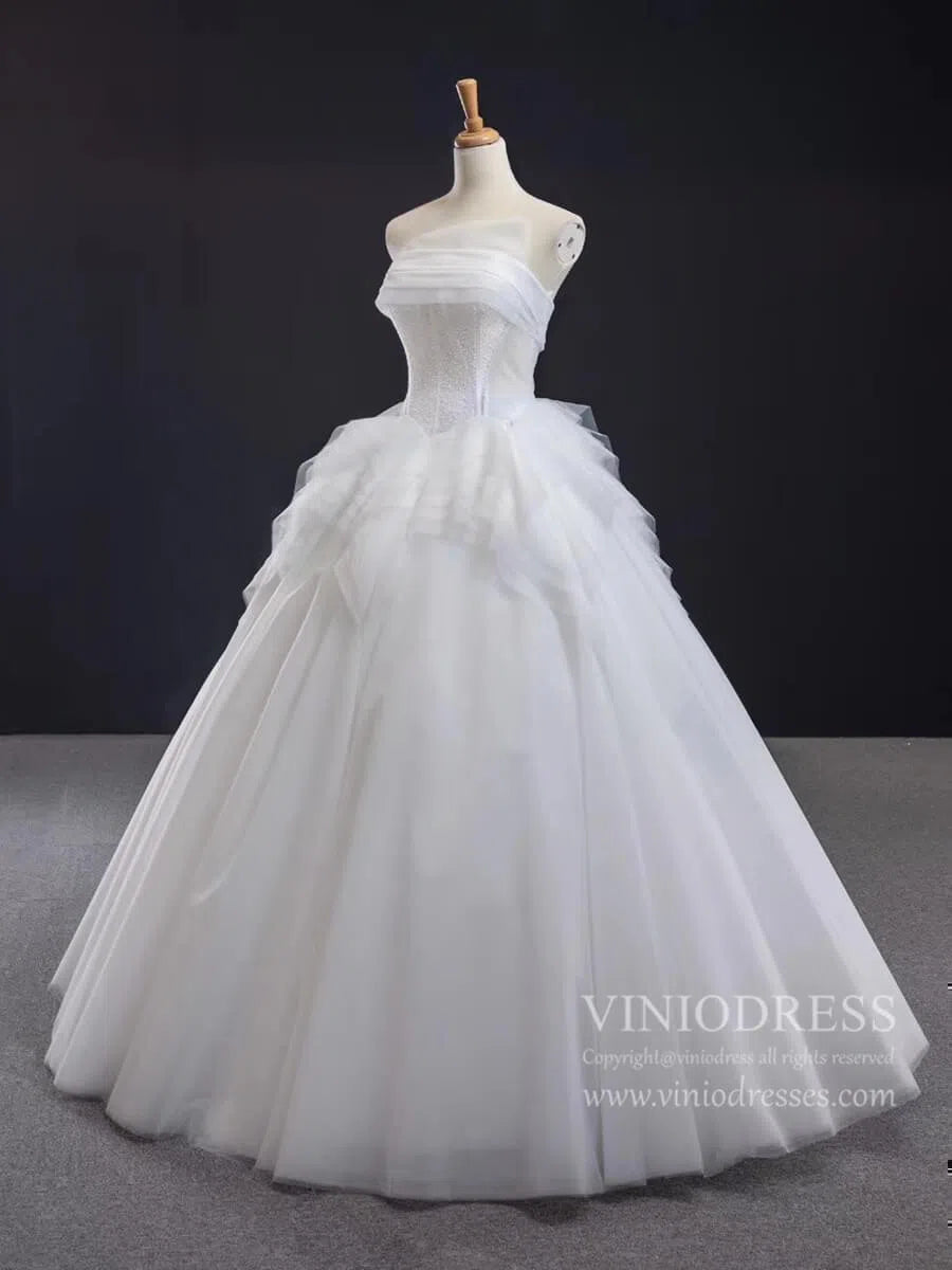 Simple Classy Strapless Ball Gown Wedding Dresses VW1519-wedding dresses-Viniodress-Viniodress