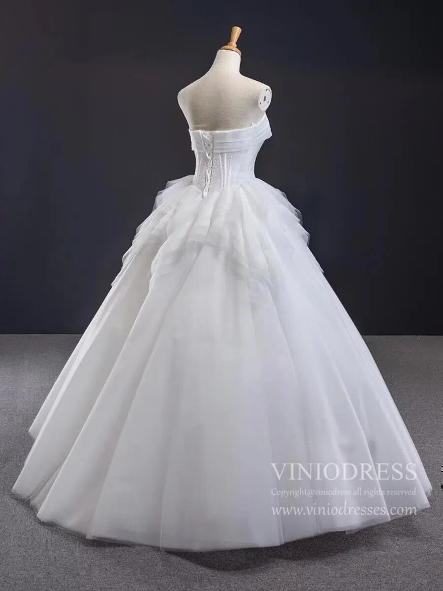 Simple Classy Strapless Ball Gown Wedding Dresses VW1519-wedding dresses-Viniodress-Viniodress