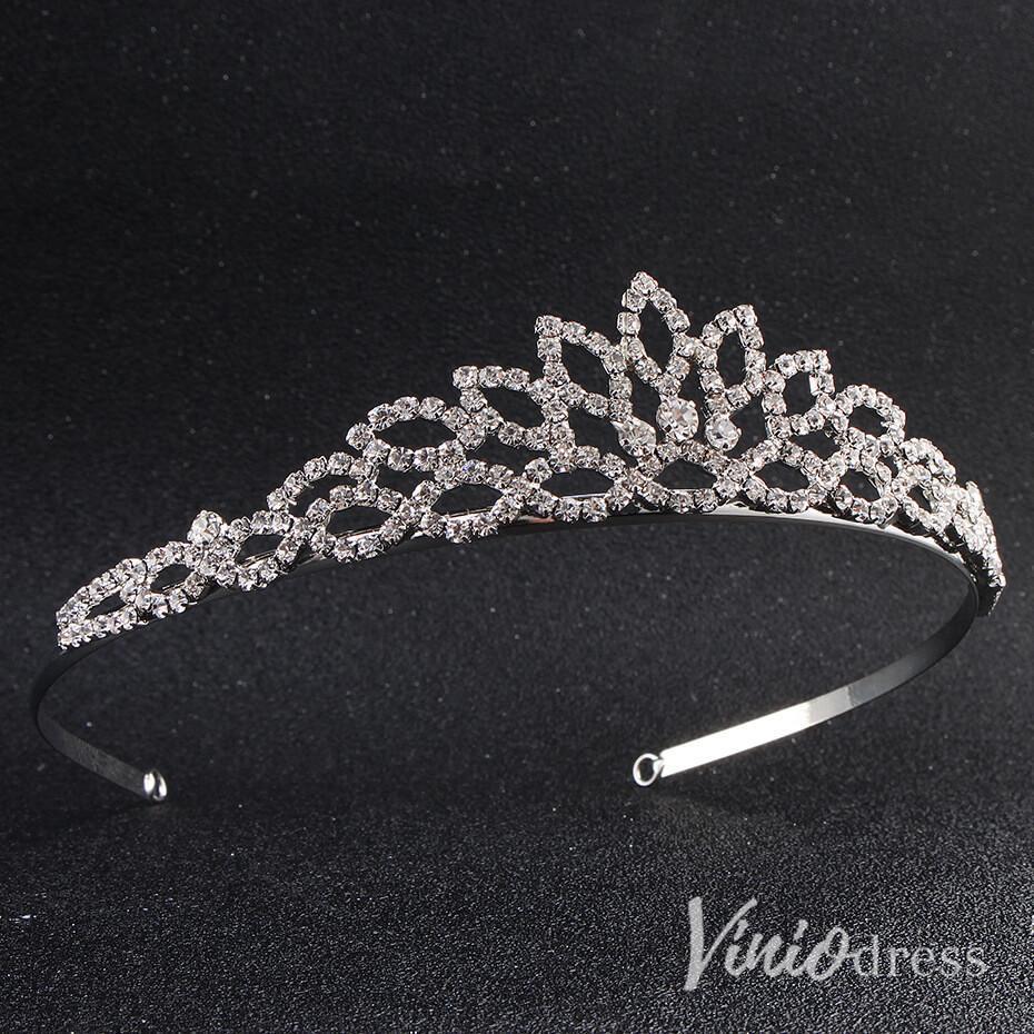 Simple Crystal Tiaras AC1253-Headpieces-Viniodress-Silver-Viniodress