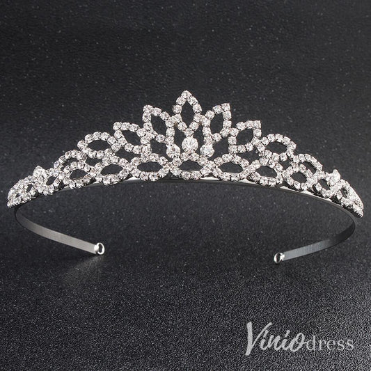 Simple Crystal Tiaras AC1253-Headpieces-Viniodress-Silver-Viniodress