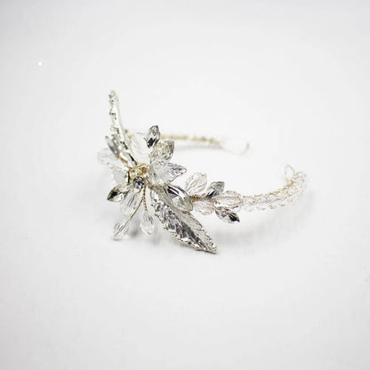 Simple Elegant Leaf Cuff Bracelet AC1097-Bridal Jewelry 2025 -Viniodress-Silver-