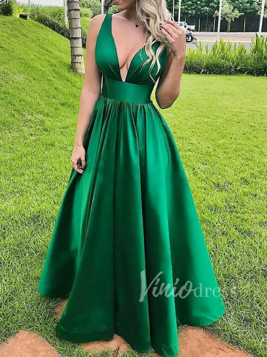 Prom Dress 2025 Simple Emerald Green Military Ball Gown Cheap Formal Dresses FD1552-unique prom dresses-Emerald Green-Custom Size-Viniodress