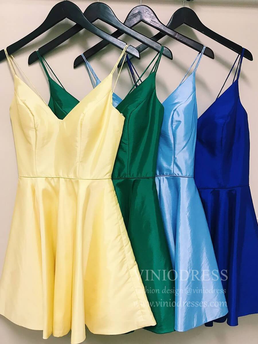 Simple Emerald Green Satin Homecoming Dresses with Pockets SD1290 –  Viniodress