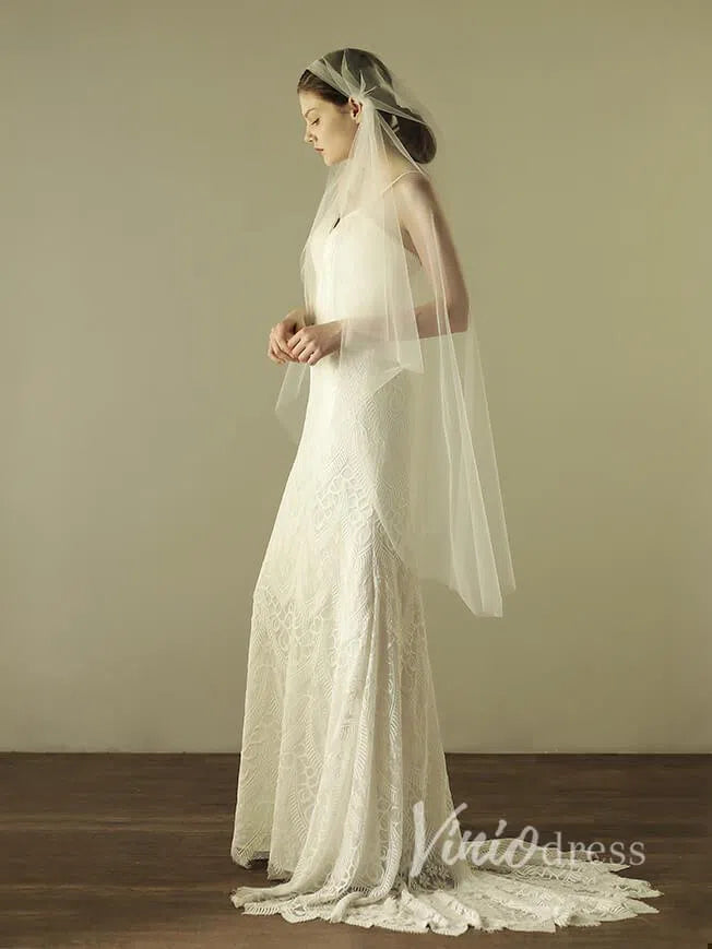 Simple Knee Length Ivory Tulle Juliet Cap Veils-Bridal Veil 2025 -Viniodress-Ivory-