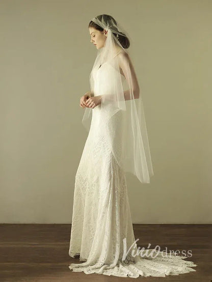 Simple Knee Length Ivory Tulle Juliet Cap Veils-Bridal Veil 2025 -Viniodress-Ivory-