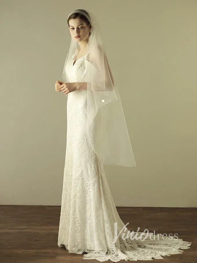 Simple Knee Length Ivory Tulle Juliet Cap Veils-Veils-Viniodress-Ivory-Viniodress