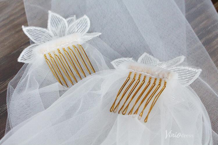 Simple Long Tulle Bridal Veil Viniodress AC1304-Bridal Veil 2025 -Viniodress-Ivory-