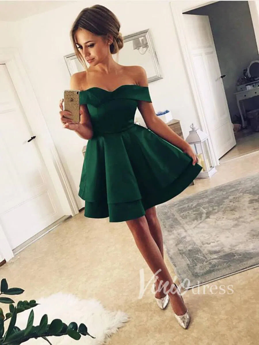 Short Prom Dresses 2025 Cheap Simple Maroon Homecoming Dresses Cocktail Party Dress SD1107-homecoming dresses-Viniodress-Emerald Green-Custom Size-Viniodress