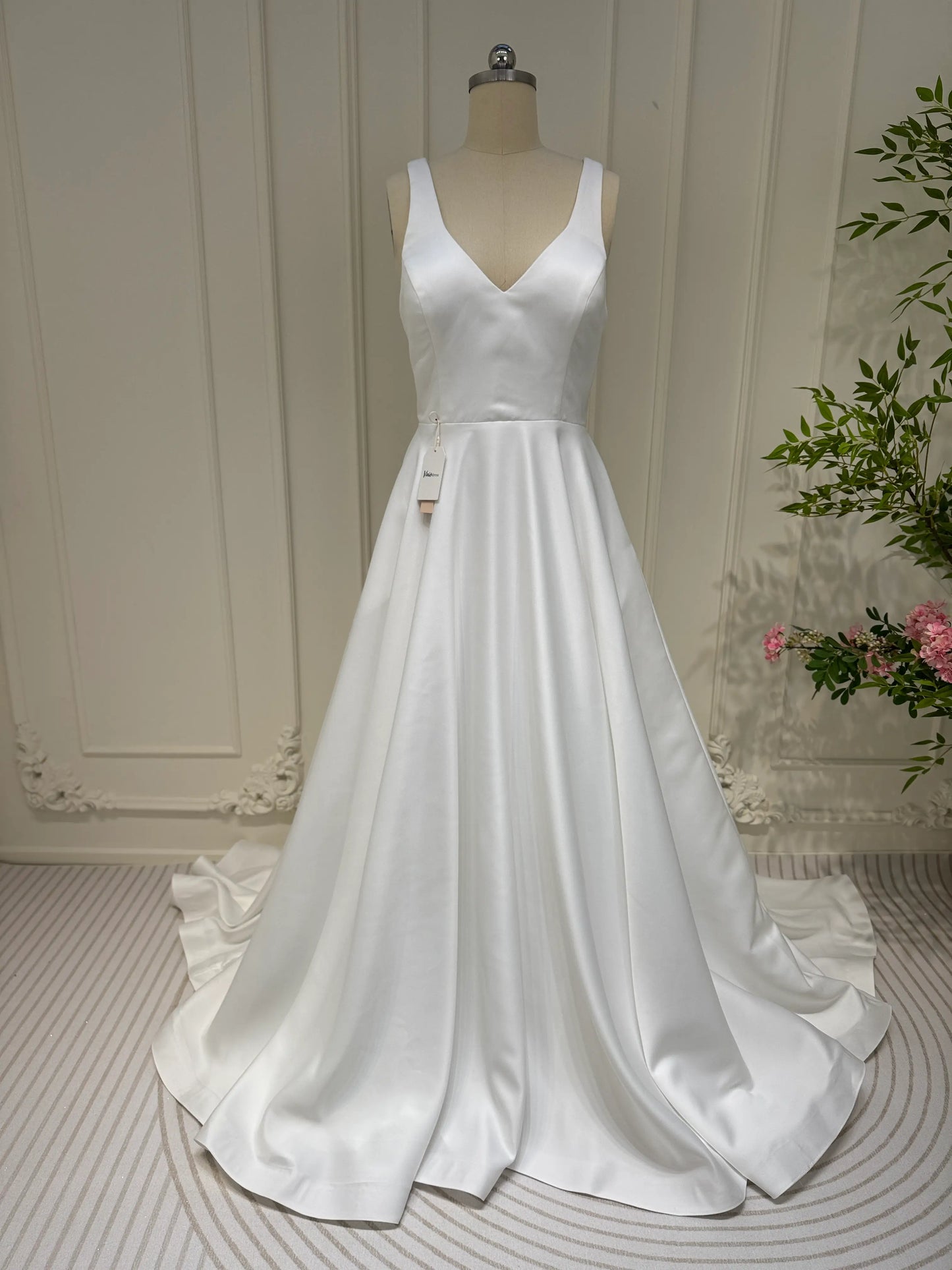 Simple Minimalist Wedding Dresses with Pockets & Bow VW1446-wedding dresses 2025 -Viniodress-Ivory-Custom Size-