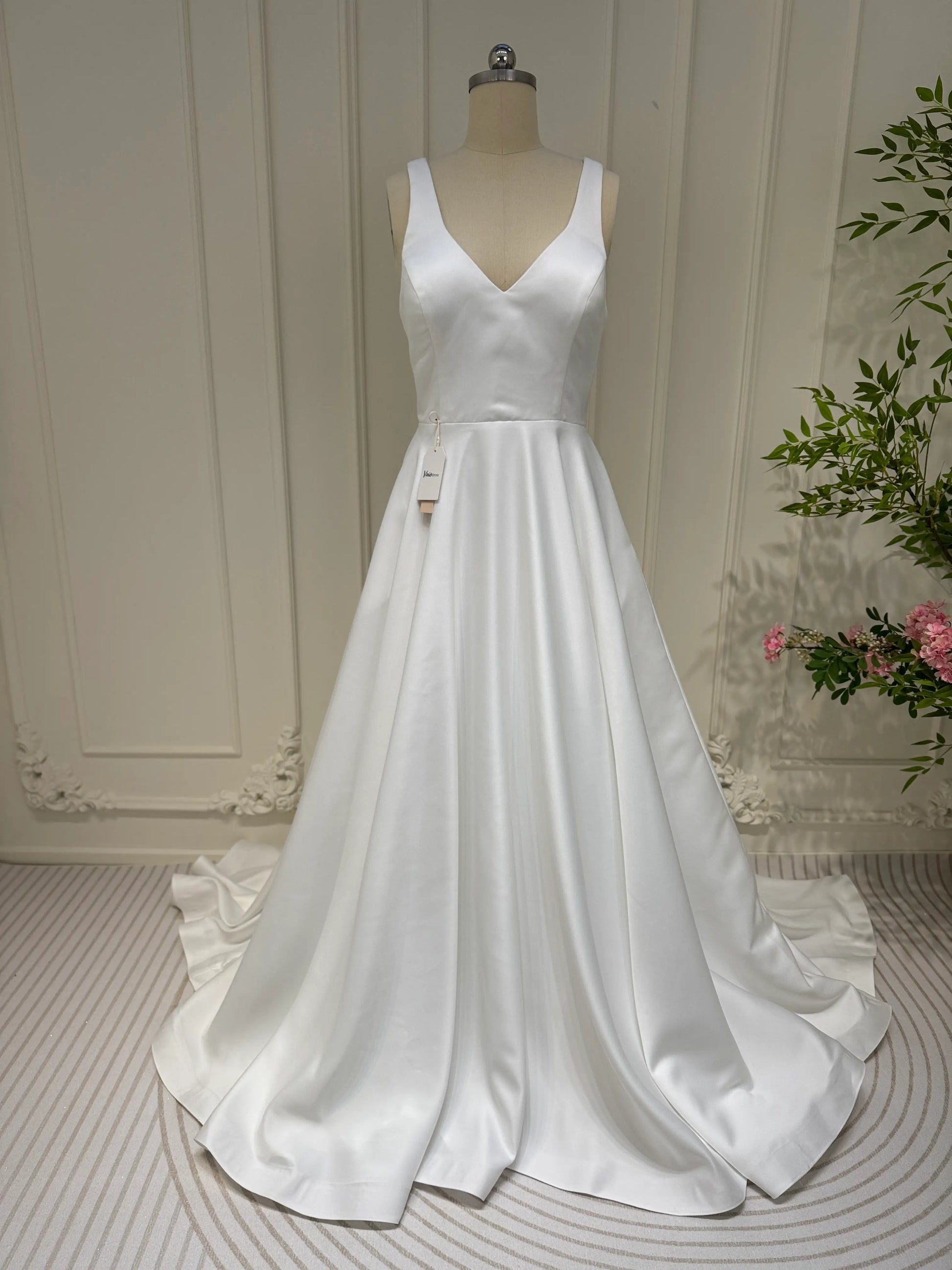 Simple Minimalist Wedding Dresses with Pockets & Bow VW1446-wedding dresses 2025 -Viniodress-Ivory-Custom Size-