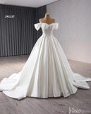 Simple Modern Satin Balll Gown Wedding Dresses Off the Shoulder 241117-wedding dresses-Viniodress-Viniodress