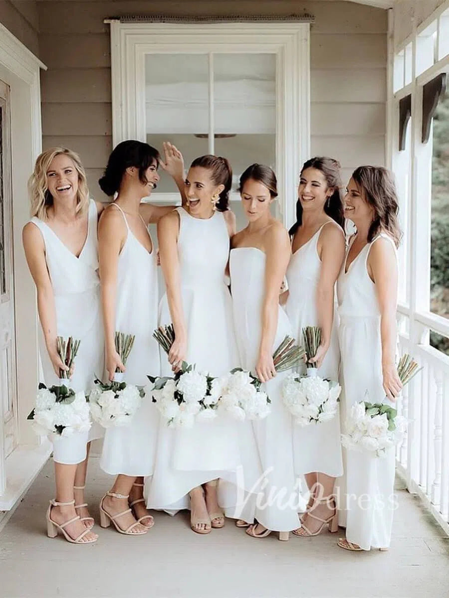 Simple Modest Satin Wedding Dresses with Pockets VW1179-wedding dresses-Viniodress-Viniodress