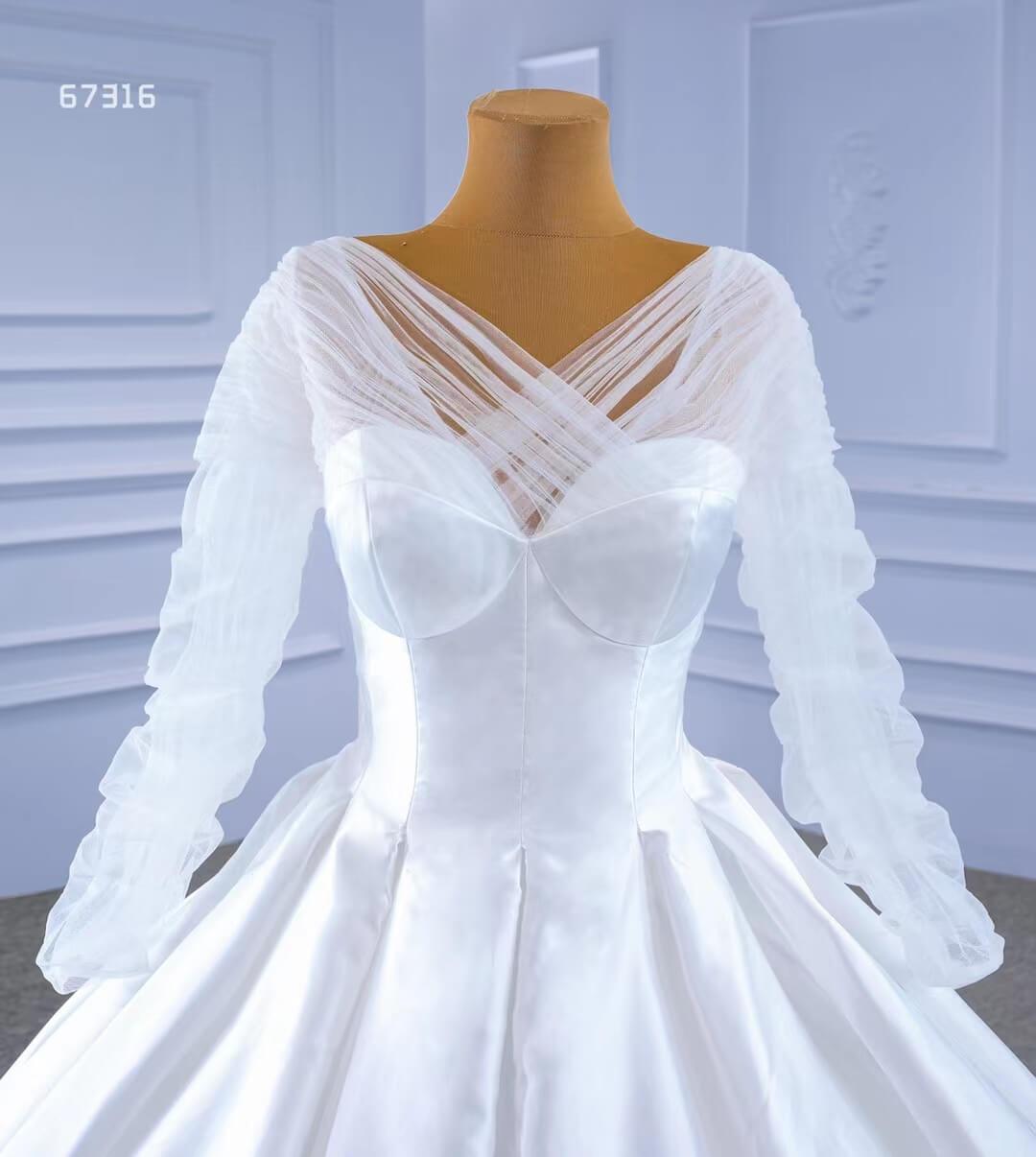 Simple Modest Satin Wedding Gown with Long Sleeves Viniodress 67316-wedding dresses 2025 -Viniodress-As Picture-Custom Size-