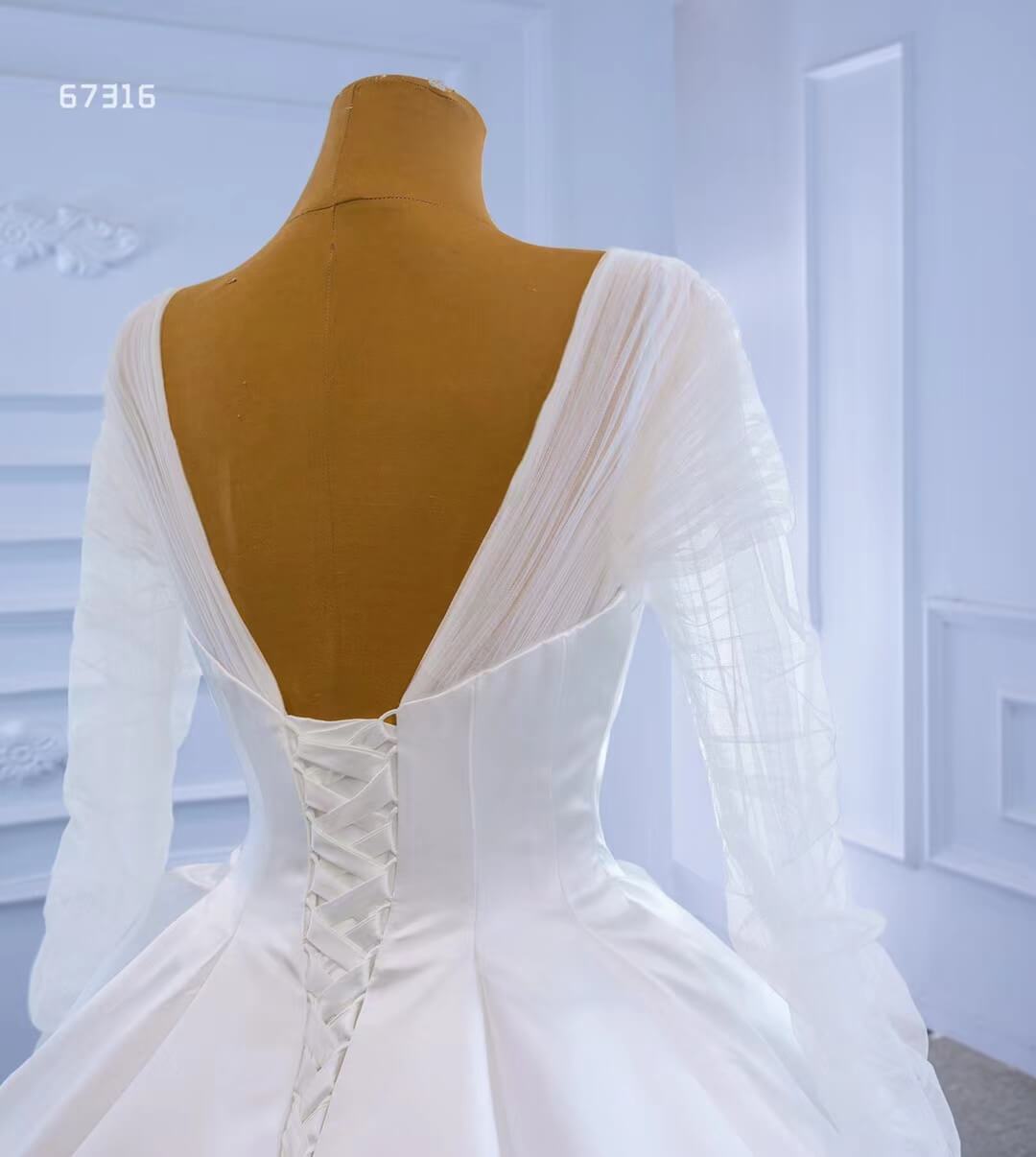 Simple Modest Satin Wedding Gown with Long Sleeves Viniodress 67316-wedding dresses 2025 -Viniodress-As Picture-Custom Size-