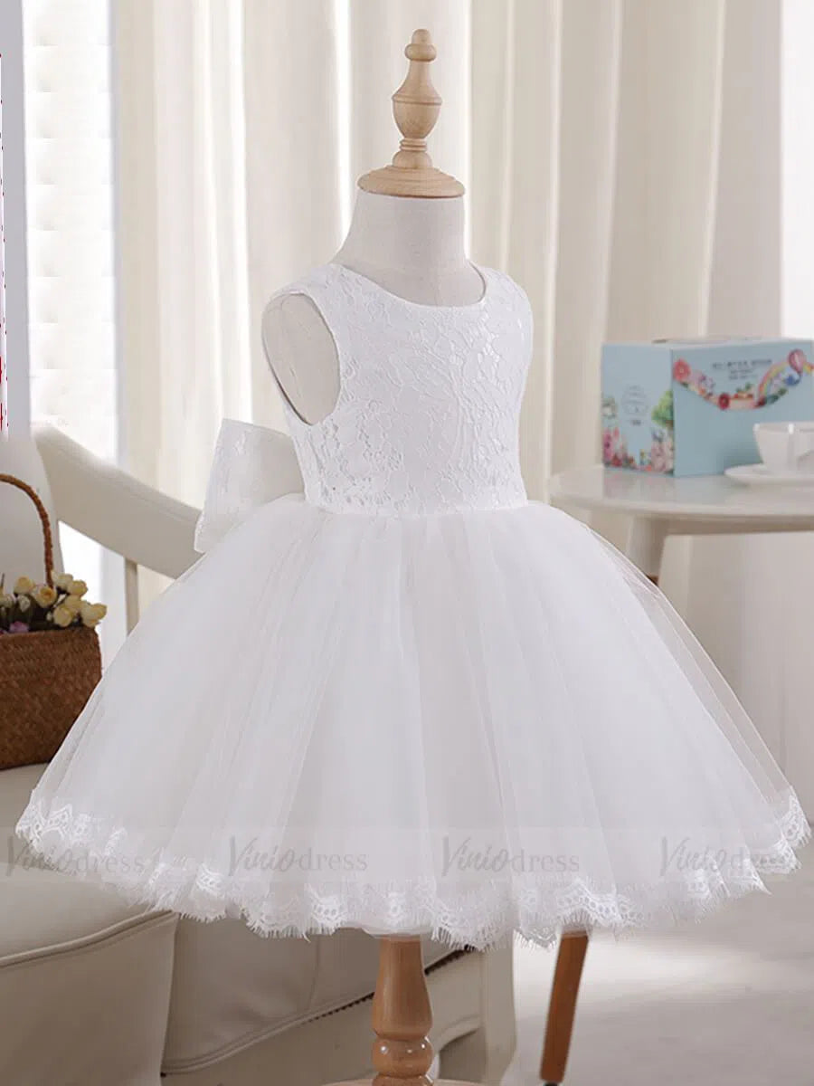 Simple Pink Lace Flower Girl Dresses for Wedding GL1036-flower girl dresses 2025 -Viniodress-Ivory-Custom Size-