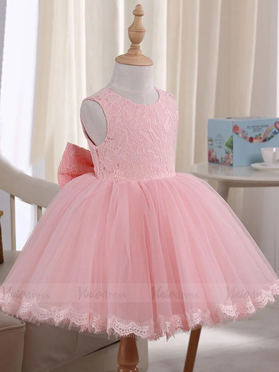 Simple Pink Lace Flower Girl Dresses for Wedding GL1036-flower girl dresses 2025 -Viniodress-Pink-Custom Size-