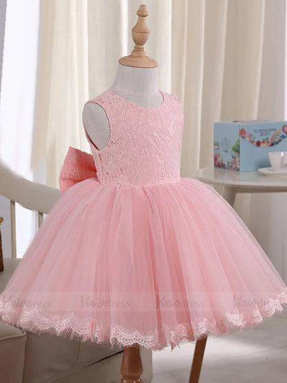 Simple Pink Lace Flower Girl Dresses for Wedding GL1036-flower girl dresses 2025 -Viniodress-Pink-Custom Size-