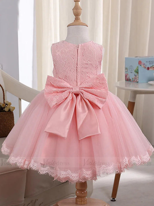 Simple Pink Lace Flower Girl Dresses for Wedding GL1036-flower girl dresses 2025 -Viniodress-Pink-Custom Size-